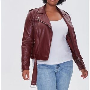 Forever 21+ faux leather jacket in burgundy. BRAND NEW!